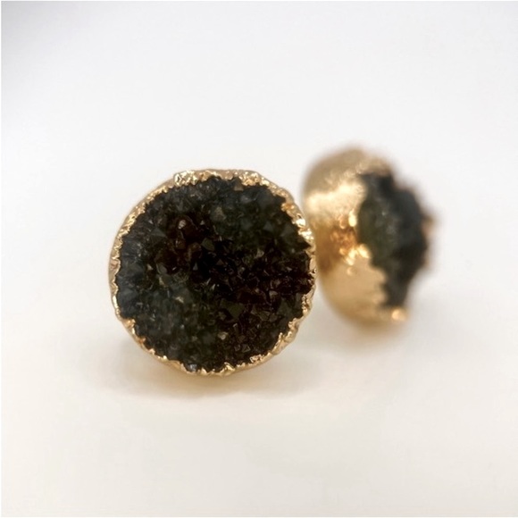 Anthropologie Jewelry - Anthro Druzy Quartz Earrings in Carbon
